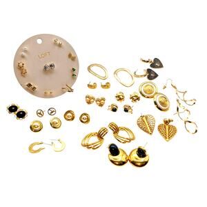 Lot of 25 Pair of Gold Tone Earrings